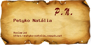 Petyko Natália névjegykártya